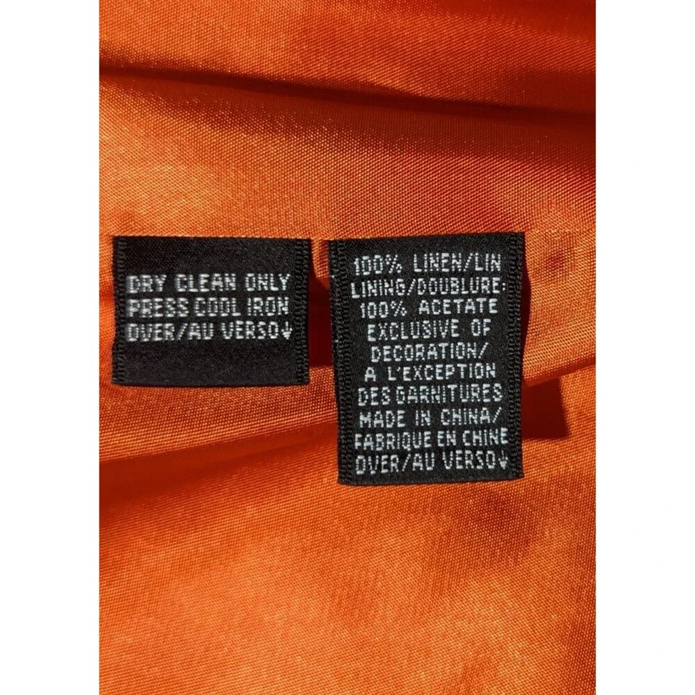 Linda Allard Ellen Tracy Sz 10 Orange Linen Blazer Structured Work Maximalist